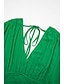 זול שמלה קז&#039;ואל-נשים שיפון ירוק כותנה V צווארון קשירה לאחור שמלת מקסי חלוק