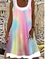 cheap Plus Size Dresses-Women&#039;s Plus Size Curve Tank Dress Color Block Midi Dress Sleeveless U Neck Fashion Vacation Multicolor Fuchsia Summer XL 2XL 3XL 4XL 5XL