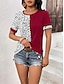 baratos T-Shirts de mulher-Mulheres Camiseta Leopardo Diário Final de semana Imprimir Preto Manga Curta Moda Decote Redondo Verão
