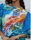 preiswerte Blusen und Hemden für Damen-Damen Hemd Bluse Graphic Taste Bedruckt Casual Modisch Langarm Stehkragen Blau Frühling &amp; Herbst