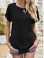 cheap Women&#039;s T-shirts-Women&#039;s Tunic Daily Vacation Weekend Black Short Sleeve Bohemia Tropical Fashion Square Neck Summer