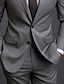 abordables Trajes-Trajes de boda grises para hombre, color liso, 2 piezas, diario, negocios, talla grande, botonadura sencilla, dos botones, 2024