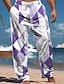 Недорогие Мужские повседневные брюки с принтом-Муж. Гавайский В клетку Брюки на открытом воздухе Праздники Отпуск Очень свободное облегание Слабоэластичная
