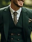 abordables Costumes Homme-Costume de mariage vert pour hommes, 3 pièces, grande taille, couleur unie, coupe ajustée, simple boutonnage, un bouton, 2024