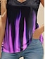 cheap Tank Tops &amp; Camis-Women&#039;s Tank Top Vest Ombre Color Gradient Daily Vacation Print Purple Sleeveless Stylish V Neck Summer