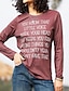 voordelige Dames T-shirts-Dames T-shirt Brief Afdrukken Dagelijks Weekend Modieus Lange mouw Ronde hals Blozend Roze Lente &amp; Herfst