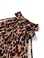abordables Camisetas de mujer-Mujer Tops de verano Leopardo Sin Mangas Cuello halter Caqui Primavera verano