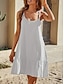 Χαμηλού Κόστους σχέδιο βαμβακερά &amp; λινά φορέματα-Γυναικεία Λευκό φόρεμα Καθημερινό φόρεμα Φόρεμα από βαμβακερό λινό Μίνι φόρεμα Εξώπλατο Βολάν στρίφωμα Βασικό Καθημερινά Λεπτές Τιράντες Αμάνικο Καλοκαίρι Άνοιξη Λευκό Πορτοκαλί Σκέτο