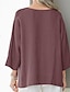 baratos Tops básicos de mulher-Camisa Social Blusa Mulheres Vinho Marron Cinzento Tecido Fenda Rua Diário Moda Decote V Ajuste Largo S