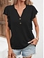 ieftine Bluze simple pentru femei-Tricou Pentru femei Negru Alb Verde Deschis Simplu Bufantă Buton Stradă Zilnic De Bază Modern În V Fit regulat S