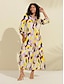 Χαμηλού Κόστους print casual φόρεμα-Σατέν χρώμα μπλοκ μοτίβο μάξι φόρεμα