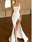 cheap Wedding Dresses-Wedding Dresses Ball Gown Off Shoulder V Neck Regular Straps Sweep / Brush Train Satin Bridal Gowns With Pleats Ruched 2024