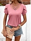 voordelige Basisshirts voor dames-T-shirt Dames Blozend Roze Fuchsia Khaki Effen Sexy Straat Dagelijks Modieus V-hals Normale pasvorm S