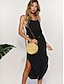 economico abiti semplici-Per donna Vestito nero Vestito longuette Collage Elegante Vintage Monospalla Senza maniche Nero Colore