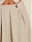 זול חצאית נשים-חצאית קפלים של קופסת חאקי בתערובת פשתן לנשים