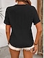 levne Dámská trička-Dámské Tunika Bez vzoru Krajka Denní Dovolená Módní Krátký rukáv Do V Černá Léto