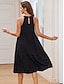 voordelige effen jurken-Dames Zwarte jurk Maxi-jurk Gelaagd Ruche zoom Bohemen Casual Halternek Mouwloos Zwart Kleur