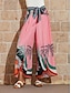 Недорогие женские брюки-шифоновые брюки клеш с завязками спереди в виде пальмы