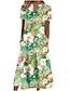 olcso Mintás ruhák-Női Kötött ruha hétköznapi ruha V-alakú Hosszú ruha Maxi ruha Stílusos Otthon Randi Rövid ujjú Nyár Tavasz