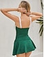 cheap Tankinis-Women&#039;s Swimwear Textured Fabric Color Contrast Tankini 2 Piece Swimsuit Criss Cross Plain Beach Wear Summer Bathing Suits