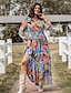 cheap Print Dresses-Women&#039;s Chiffon Chiffon Dress Floral Ruched Pleated Asymmetrical Long Dress Maxi Dress Party Sleeveless Summer