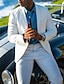 お買い得  リネンスーツ-ホワイト 男性用 結婚式 リネンスーツ ソリッド 2点セット ファッション 日常 フォーマル テイラーフィット シングルブレスト 一つボタン 2024年