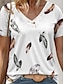 billige T-shirts til kvinde-Dame T-shirt Grafisk Daglig Mode Kortærmet V-hals Hvid Sommer