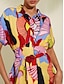 cheap Print Casual Dress-Satin Leaf Print Shirt Collar Midi Dress