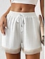 preiswerte Damenshorts-Damen Shorts Kurze Hosen Hose Polyester Hoher Taillenbund Kurz Weiß Sommer