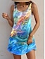 cheap Print Dresses-Women&#039;s Tank Dress Print U Neck Mini Dress Sleeveless Summer