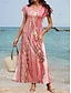 Χαμηλού Κόστους Print Φορέματα-Γυναικεία Καθημερινό φόρεμα Ombre Μαρμάρινη εκτύπωση Σκίσιμο Στάμπα Λαιμόκοψη V Μακρύ φόρεμα Μπόχο Διακοπές Κοντομάνικο Καλοκαίρι