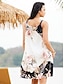 voordelige Jurken met print-Dames Zonnejurk Slipdress Bloemig Afdrukken Bandje Mini-jurk Tropisch Hawaii Dagelijks Vakantie Mouwloos Zomer Lente
