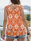 billige Tanktoppe og camisole til kvinder-Dame Tanktop Vest Geometrisk Drapering Trykt mønster Uden ærmer U-hals Orange Sommer
