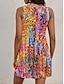 Χαμηλού Κόστους Print Φορέματα-Γυναικεία Αμάνικο φόρεμα Ombre Στάμπα Λαιμόκοψη U Μίνι φόρεμα Αμάνικο Καλοκαίρι