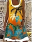 رخيصةأون فساتين قياس كبير-نسائي قياس كبير منحنى فستان تصميم تانك شجرة جوز الهند فستان ميدي بدون كم أساسي حياكة U رقبة موضة عطلة أصفر كاكي الصيف XL 2XL 3XL 4XL 5XL