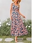 olcso Mintás ruhák-Női hétköznapi ruha Ujjatlan ruha Virágos Nyomtatott V-alakú Hosszú ruha Maxi ruha Hawaii Stílusos Napi Randi Rövid ujjú Nyár