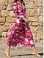 billige Afslappede kjoler-Dame Hverdagskjole Blomstret Farveblok Trykt mønster Krave Lang kjole Maxikjole Daglig Ferierejse Langærmet Sommer