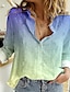 billige Bluser og skjorter til kvinner-Dame Skjorte Bluse Fargegradering Knapp Trykt mønster Daglig Feriereise Fritid Langermet Skjortekrage Rosa Vår sommer