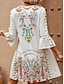levne Dovolená Boho šaty-Dámské Mini šaty Volnočasové šaty Letní šaty Boho šaty stylové Na běžné nošení Dovolená Denní Rande Běžný Květinový 3/4 délka rukávu Do V Černá Rubínově červená Fuchsiová Meruňková Léto