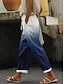 preiswerte Grafik-Unterteile-Damen Hosen Hose Baumwollmischung Seitentaschen Knöchellänge Königliches Blau Frühling Sommer