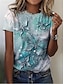 abordables T-shirts Femme-Femme T shirt Tee Papillon Imprimer du quotidien Mode Moderne Manche Courte Col Ras du Cou Jaune Eté