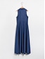 billige afslappet kjole-indigo maxikjole uden ærmer med knapper i revers