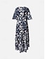 cheap Print Dresses-Women&#039;s Chiffon A Line Dress Floral Ruffle Hem V Neck Flutter Sleeve Maxi Dress Elegant Stylish Date Short Sleeve Summer Spring