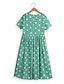 cheap Print Dresses-Women&#039;s Floral Polka Dot Pocket Print Crew Neck Midi Dress Daily Date Short Sleeve Summer Spring