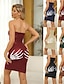Χαμηλού Κόστους Print Φορέματα-Γυναικεία Φόρεμα παραλίας Νεκροκεφαλές Στάμπα Στράπλες Κρύος ώμος Μίνι φόρεμα Σέξι Ημερομηνία Διακοπές Αμάνικο Καλοκαίρι Άνοιξη