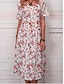 cheap Print Dresses-Women&#039;s Crew Neck Long Dress Maxi Dress Short Sleeve Summer Spring