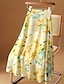 abordables Faldas de gasa-Mujer Medias Falda Maxi Faldas Estampado Floral Cita Vacaciones Verano Gasa Moda Casual Amarillo Rosa Azul