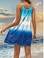 abordables Vestidos estampados-Mujer Vestido lencero Ombre Plisado Correa de espagueti Mini vestido Hawaiano Vacaciones Playa Sin Mangas Verano