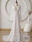 cheap Wedding Dresses-Beach Boho Wedding Dresses Sheath / Column High Neck Long Sleeve Court Train Lace Bridal Gowns With Appliques Solid Color 2024