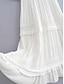 economico abiti semplici-Per donna Abito estivo Abito da ospite di nozze Boho Abito da sposa in pizzo bianco Vestito maxi con manica Da mare Elegante A V Mezza manica Bianco Colore